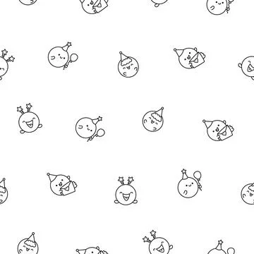 Cute soap bubble. Seamless pattern. Coloring Page. Stock Illustration