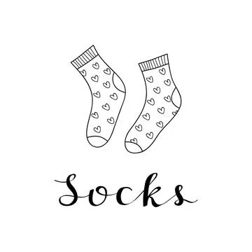 Cute socks with lettering. Stock Illustration