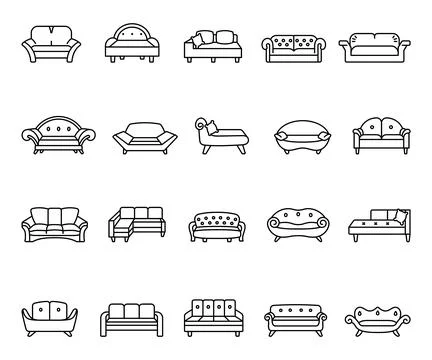 Cute sofa illustration set Illustrazione stock