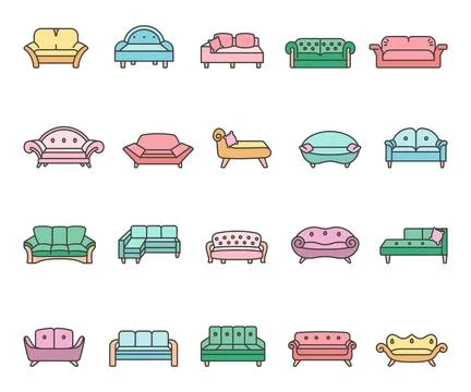 Cute sofa illustration set Illustrazione stock