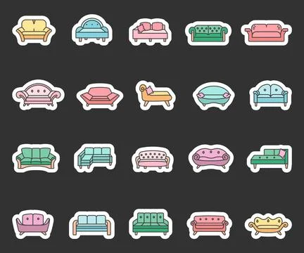 Cute sofa illustration set Illustrazione stock