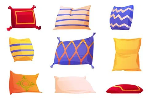 Cute soft pillows for bed and sofa Ilustración de archivo