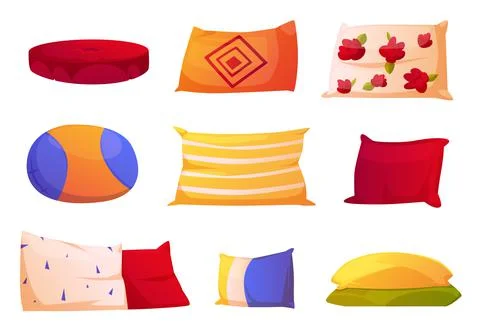 Cute soft pillows for bed and sofa Ilustración de archivo