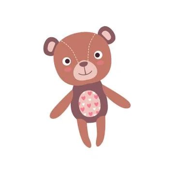 Cute soft teddy bear plush toy, stuffed cartoon animal vector Illustration 스톡 일러스트