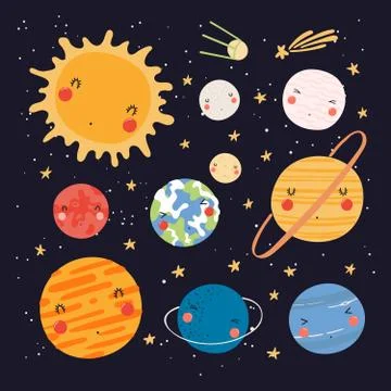 Cute solar system Stock Illustration