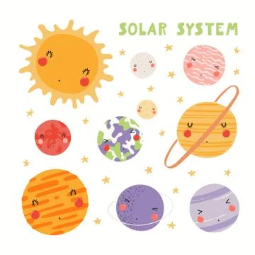 Cute solar system Stock Illustration