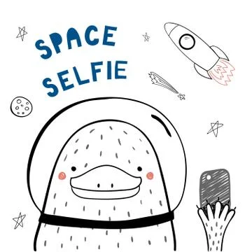 Cute space platypus Stock Illustration