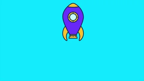 Cute space rocket launched. Abstract  animation Stock Footage 292289642