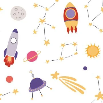 Cute space seamless pattern Stockillustratie
