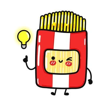 Cute spaghetti package character holding bright idea bulb Stock Illustration