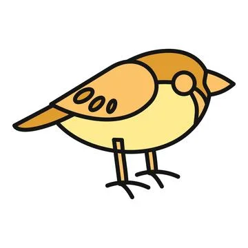Cute sparrow bird flat line vector illustration Stock Illustration