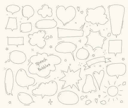 Cute speech bubble doodle set.Vector Illustration and graphic elements. Linear Stock Illustration