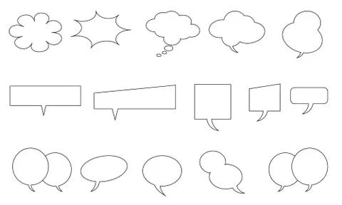 Cute Speech Bubble Doodle Set.vector Illustration And Graphic Elements. Linear 스톡 일러스트