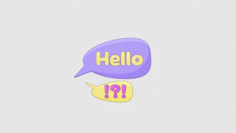 Cute speech bubbles hello text and punctuation symbols cartoon object animation Stock Footage 335362021