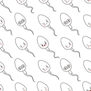 Cute sperm cell seamless pattern vector illustration. Stock Illustration