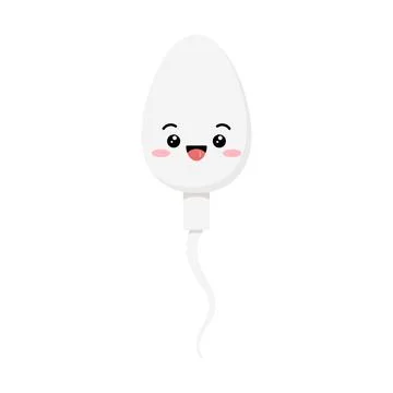 Cute sperm semen cell smiling character emoji with face. Stock Illustration
