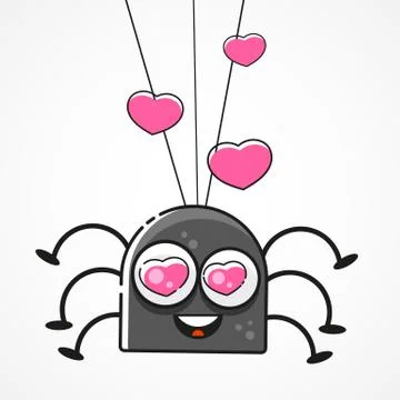 Cute Spider And Webs Over Gray Background Vector Illustrazione stock