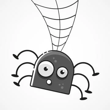 Cute Spider And Webs Over Gray Background Vector Illustrazione stock