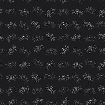 Cute Spider Seamless Pattern, Cartoon Hand Drawn Spider Doodles Vector Backgr Illustrazione stock