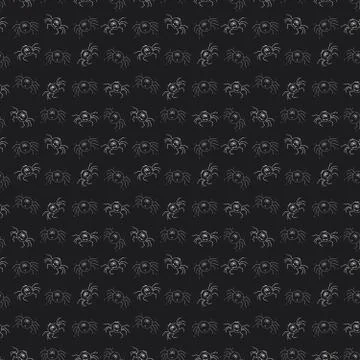 Cute Spider Seamless Pattern, Cartoon Hand Drawn Spider Doodles Vector Backgr Stock Illustration
