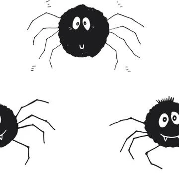 Cute Spider Seamless Pattern, Cartoon Hand Drawn Spider Doodles Vector Backgr Illustrazione stock
