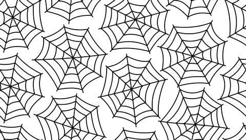 Cute spider web, cobweb Halloween seamless pattern Stock Illustration