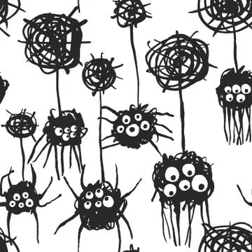 Cute Spiders Pattern Stock Illustration