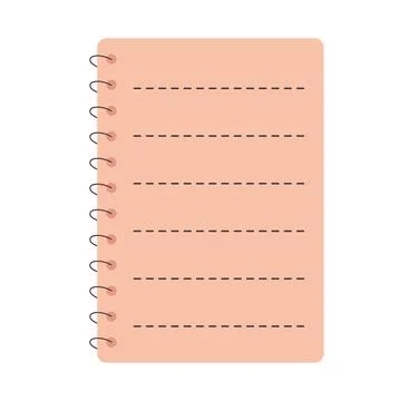 Cute spiral notebook template. Lined paper for notes. Workbook for school, .. Stock Illustration
