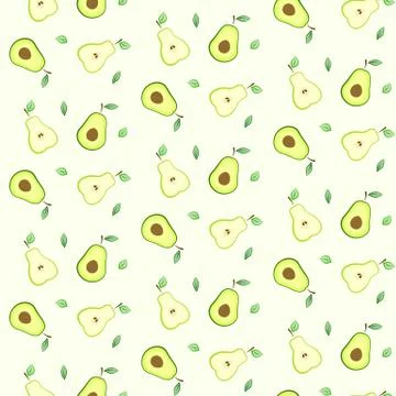 Cute split in a half avocado and pear pattern Illustrazione stock