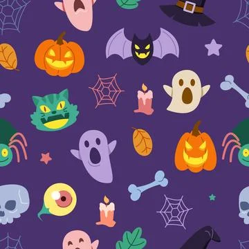Cute Spooky Character Pattern Illustrazione stock