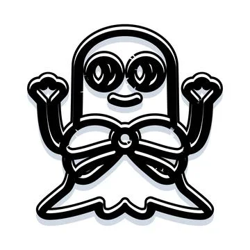 Cute spooky ghost cartoon character waiving hands Stock Illustration