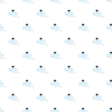 Cute spooky ghost characters repeating pattern backdrop Stock Illustration