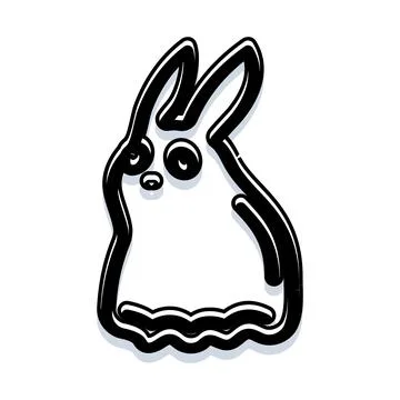 Cute spooky ghost rabbit drawing for halloween Stock Illustration