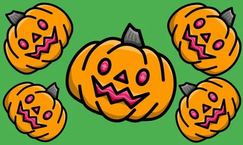 Cute spooky halloween pumpkin vector illustration Stock Illustration