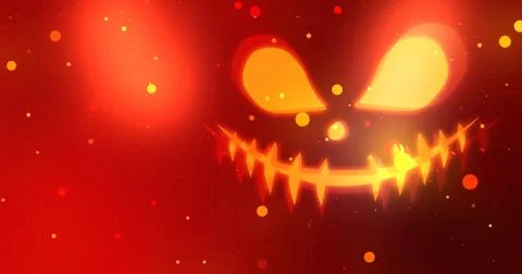Cute spooky Halloween-themed ghost face glowing party animation. Floating p.. Stock Illustration