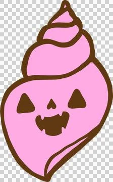 Cute Spooky Seashell Summerween Halloween Summer cartoon hand drawn doodle Stock Photos