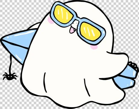 Cute Spooky Summerween ghost with blue surfboard Halloween Summer cartoon h.. Stock Photos