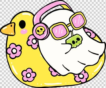 Cute Spooky Summerween ghost drink on duck floaty Halloween Summer cartoon .. Foto stock