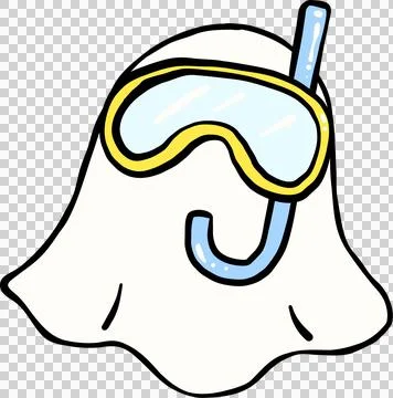 Cute Spooky Summerween ghost scuba driving mask Halloween Summer cartoon ha.. Stock Photos