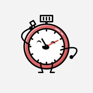 Cute Sport Timer Mascot Vector Character in Flat Design Style Stockillustratie