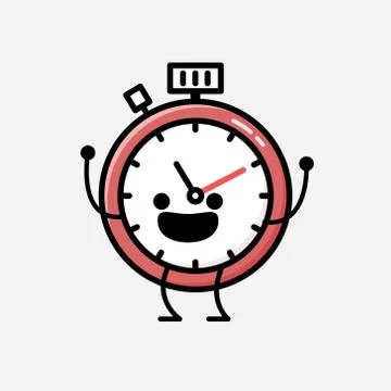 Cute Sport Timer Mascot Vector Character in Flat Design Style Stock Illustration