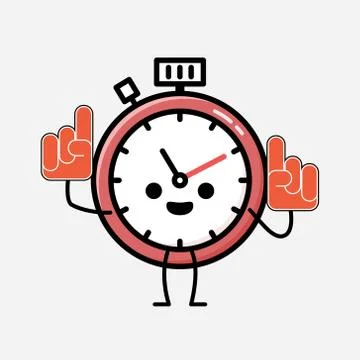Cute Sport Timer Mascot Vector Character in Flat Design Style イラスト素材