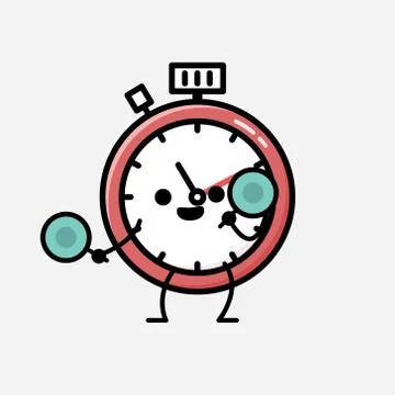Cute Sport Timer Mascot Vector Character in Flat Design Style Stockillustratie