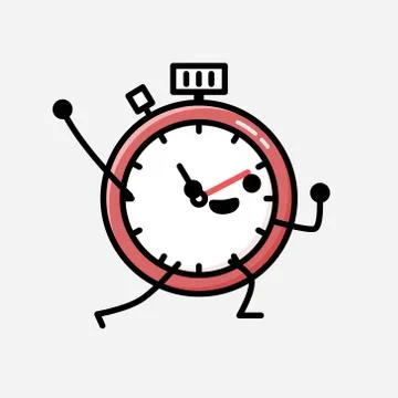 Cute Sport Timer Mascot Vector Character in Flat Design Style Stockillustratie