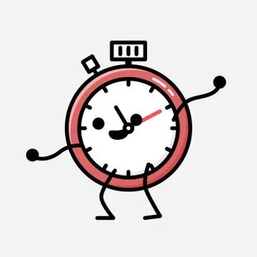 Cute Sport Timer Mascot Vector Character in Flat Design Style Illustrazione stock