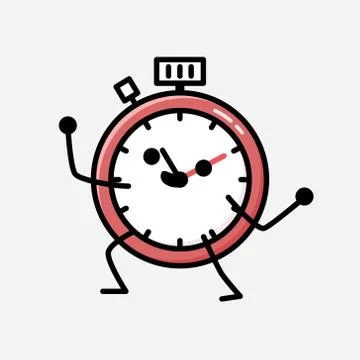 Cute Sport Timer Mascot Vector Character in Flat Design Style Stockillustratie