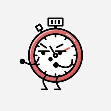 Cute Sport Timer Mascot Vector Character in Flat Design Style Stockillustratie