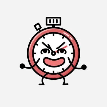 Cute Sport Timer Mascot Vector Character in Flat Design Style Illustrazione stock