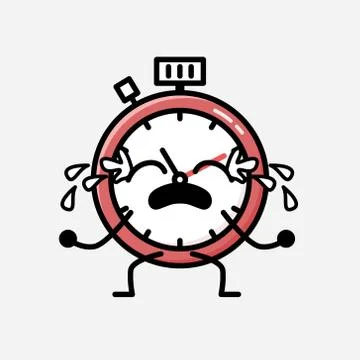 Cute Sport Timer Mascot Vector Character in Flat Design Style Stockillustratie