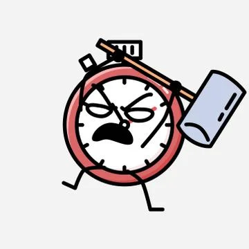 Cute Sport Timer Mascot Vector Character in Flat Design Style Stockillustratie